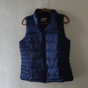 Land's End lightweight quilted vest, navy blue, women's 10-12, M/T
